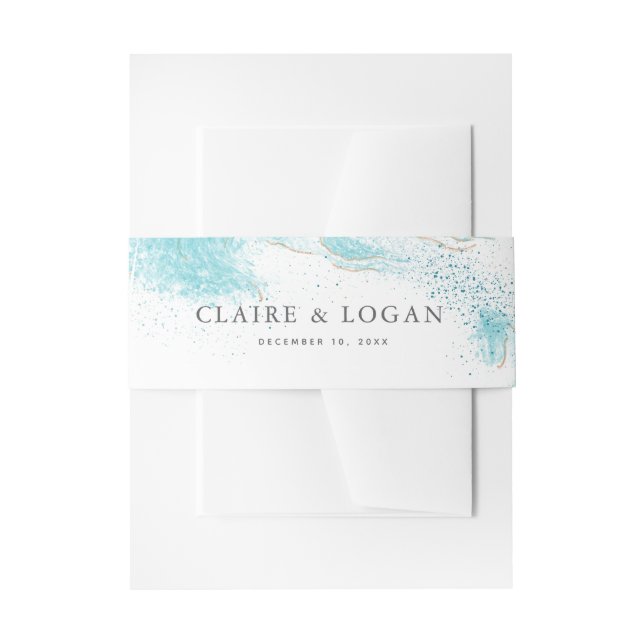 Splashing Blue Waves Coastal Wedding Einladungsbanderole (Vorderseite Beispiel)
