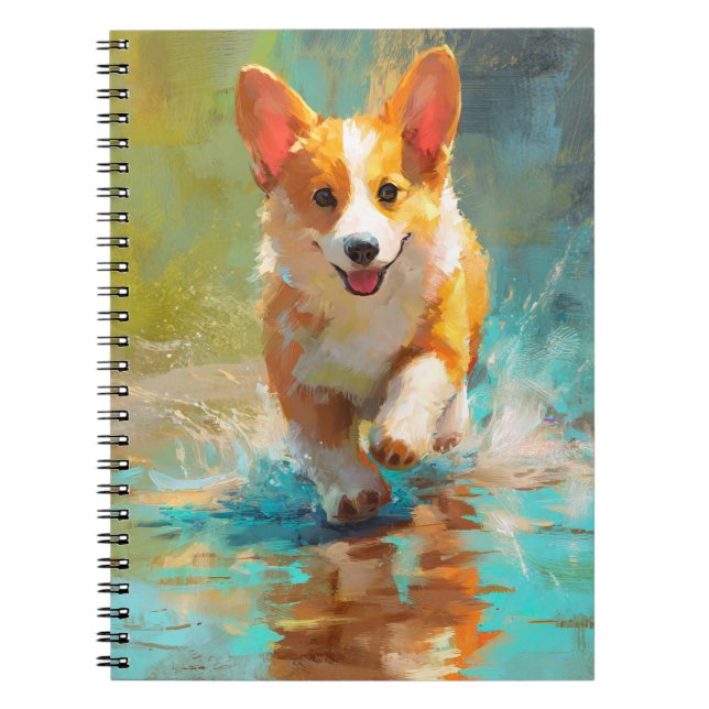 Splashing-Corgi-Notebook Notizblock (Vorderseite)