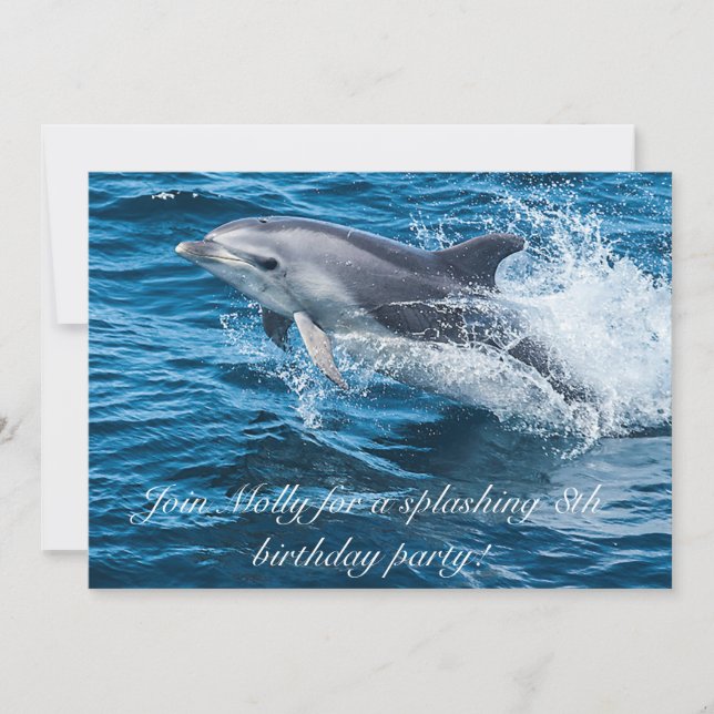 Splashing Dolphin zum Geburtstag Einladungen (Vorderseite)