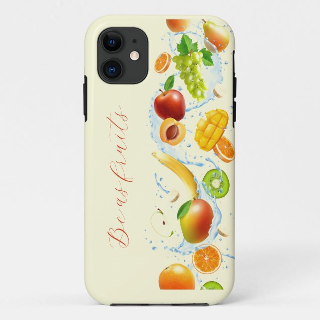 Splashing Früchte vertikale iPhone Case (Rückseite)