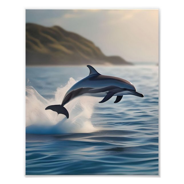 Splashing Leaping Dolphin: Ein Tanz der Freude im  Fotodruck (Vorne)