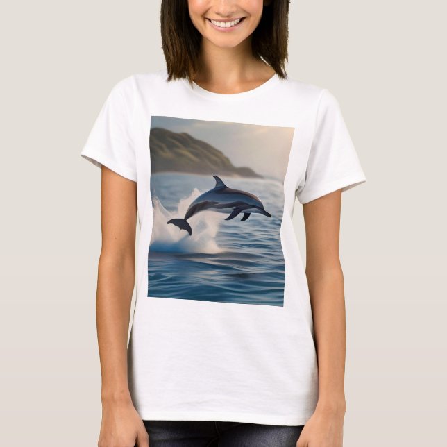 Splashing Leaping Dolphin: Ein Tanz der Freude im  T-Shirt (Vorderseite)