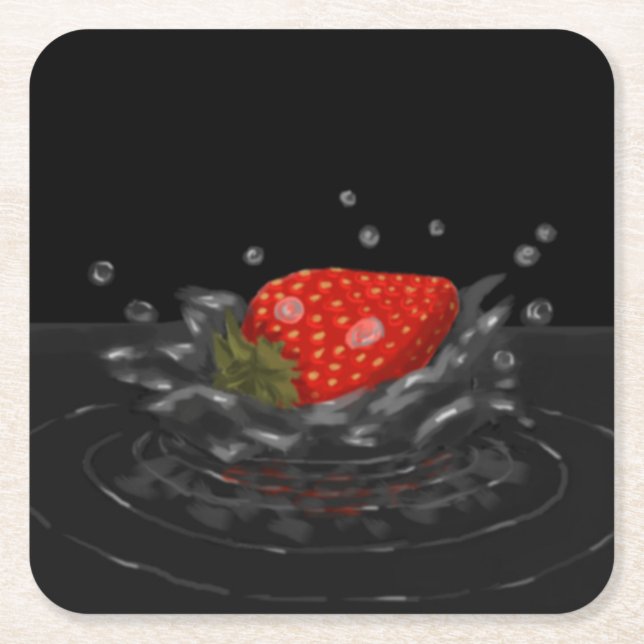 Splashing strawberry rechteckiger pappuntersetzer (Vorderseite)