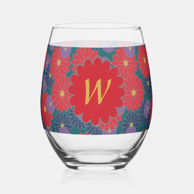 Splashy Fall Floral Weinglas Ohne Stiel (Vorderseite)