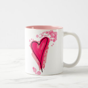 Splashy Pink Heart Zweifarbige Tasse