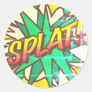 SPLAT Spaß Retro-Comic-Book-Pop-Art Runder Aufkleber