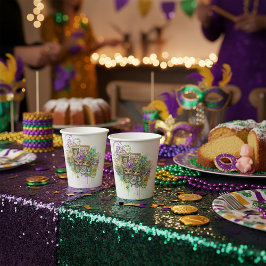 Splatter Mardi Gras collage Pappbecher
