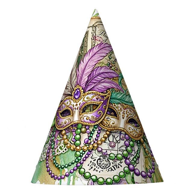 Splatter Mardi Gras collage Partyhütchen (Vorderseite)
