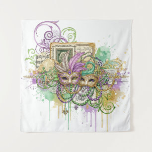 Splatter Mardi Gras Collage Wandteppich