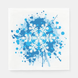 Splattered Farben-Weihnachtsschneeflocke-Entwurf Serviette