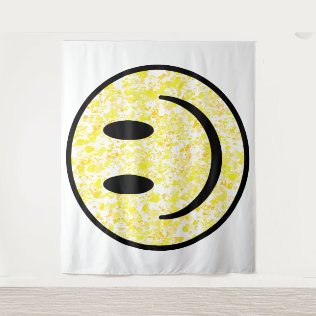 Splattered Smile Face Wandteppich (Vorderseite)