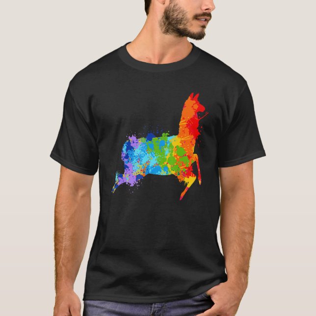Splattering Paint Llama Drip Painting Llama T-Shirt (Vorderseite)