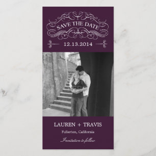 Splendid Swirls Save the Date Carte photo - Purple
