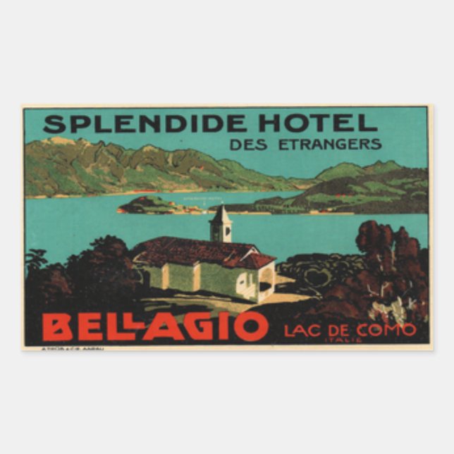 Splendide Hotel Des Etragers Bellagio Rechteckiger Aufkleber (Vorderseite)