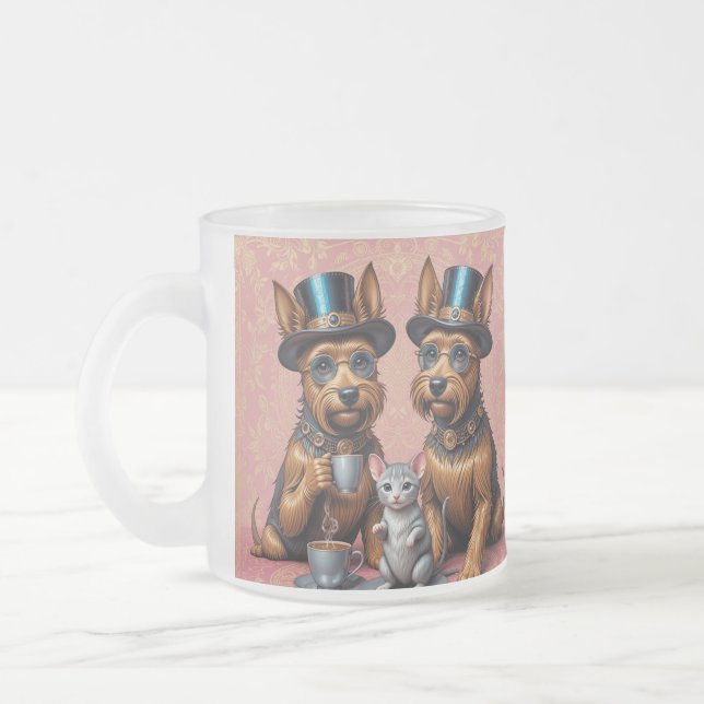 Splendide Yorkshire Terriers Frosted Glass Mug (Gauche)
