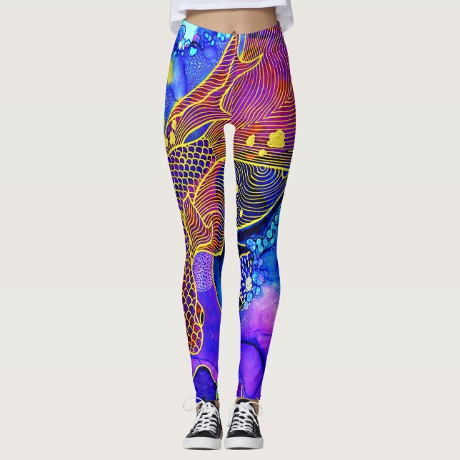 SplendidLee - Poisson Abstrait Imprimer Leggings (Devant)