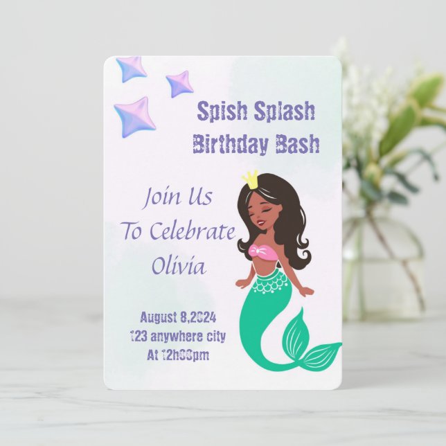 SPLISCH-SPLASH UNTER DER SEE GEBURTSTAGEINLAGE EINLADUNG (Stehend Vorderseite)