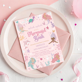Splish Splash 8th Birthday Mermaid Invitation