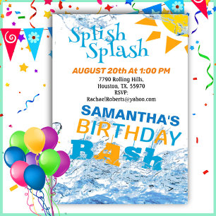 Splish Splash Anniversaire Bassin Pool Invitation