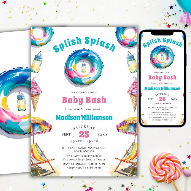 Splish Splash Baby Bash Summer Baby Dusche Einladung (Von Creator hochgeladen)