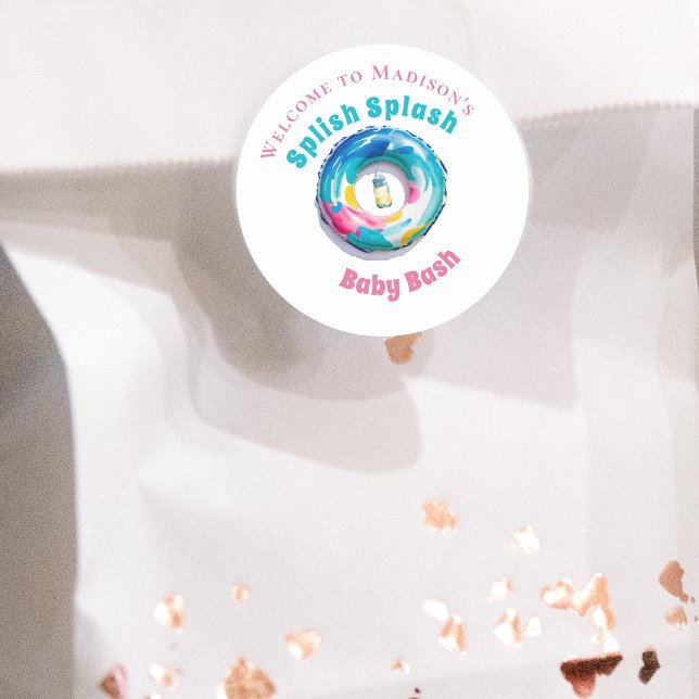 Splish Splash Baby Bash Summer Baby Dusche Willkom Runder Aufkleber (Von Creator hochgeladen)