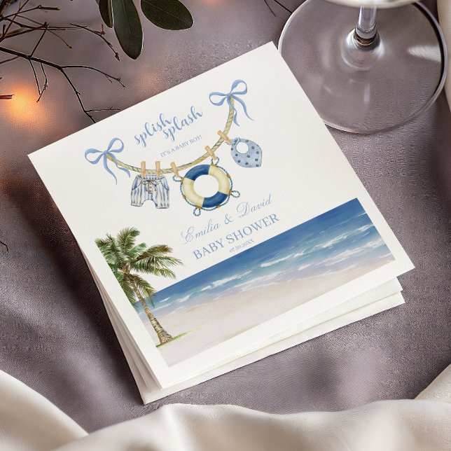 Splish Splash Baby Boy Beach Baby Shower Serviette (Von Creator hochgeladen)