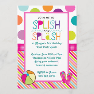 Splish Splash Bash (Pink) Einladung