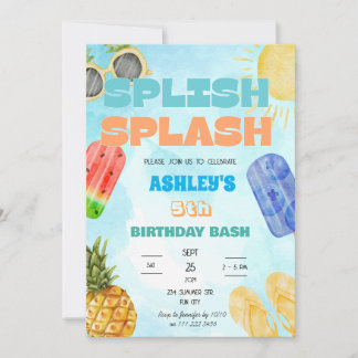 Splish Splash Birthday Bash Boy Pool Party Einladung