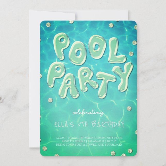 Splish Splash Birthday Bash Pool Party Invitation Einladung (Vorderseite)