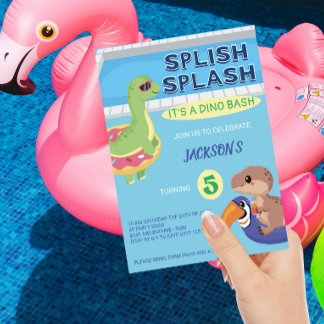 Splish Splash Dino Pool Party Geburtstag Einladung