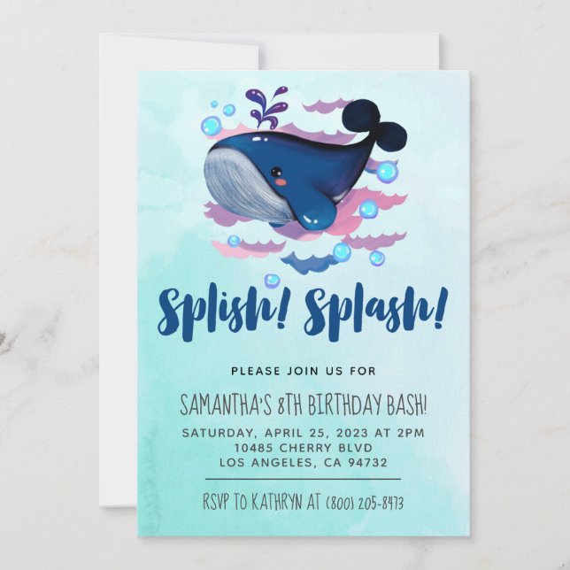 Splish Splash Fisch Geburtstag Bash Einladung (Vorderseite)