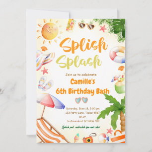Splish Splash Girl Birthday Bash Pool Party Einladung