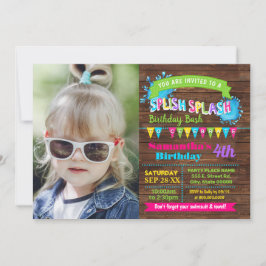 Splish Splash Hot Pink Geburtstag Sommerpause Foto Einladung
