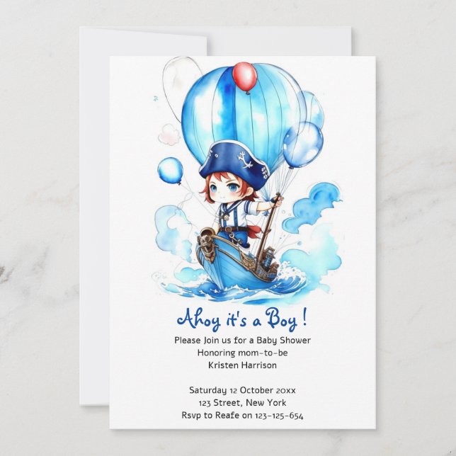 Splish Splash Joy: Nautical Theme Boy Baby Shower Einladung (Vorderseite)