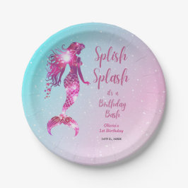 Splish Splash Mermaid Baby Girl 1. Geburtstag Pappteller