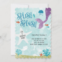 Splish Splash Mermaid Bash Birthday Einladung 