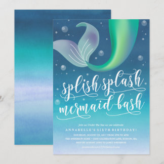 Splish Splash Mermaid Bash Birthday Einladung