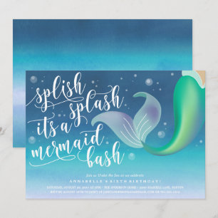 Splish Splash Mermaid Bash Birthday Einladung