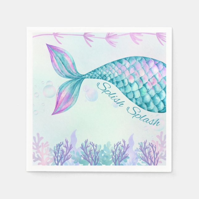 Splish Splash Mermaid Bash Cocktail Napkin Serviette (Vorderseite)