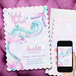 Splish Splash Mermaid Bash Girl Birthday Party Einladung<br><div class="desc">Splish Splash es ist eine Meerjungfrau Bash. Hübsche Geburtstagsjunges von Meerjungfrau in Rosa,  lila und grün pastellfarben. Es ist mit Splish Splash gezeichnet und ist ein Meerjungfrau-Bash und mit Meerjungfrau-Schwänzen,  Splash,  Wellen,  Meerjungfrau-Waage und Meeresblasen dekoriert. Ideal für ein Sommerschwimmbad Party,  Strand Party,  Meerjungfrau,  mädchenhafte Prinzessin und unter den Meeresthemen.</div>