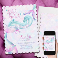 Splish Splash Mermaid Bash Girl Birthday Party Einladung
