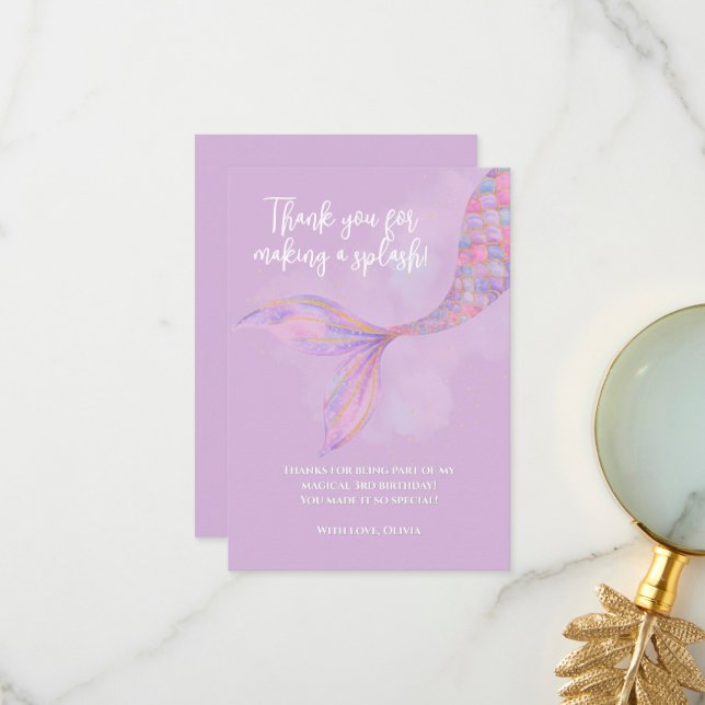Splish Splash Mermaid Danke Karte (Vorderseite/Rückseite Beispiel)