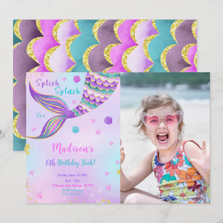 Splish Splash Mermaid Foto Einladung