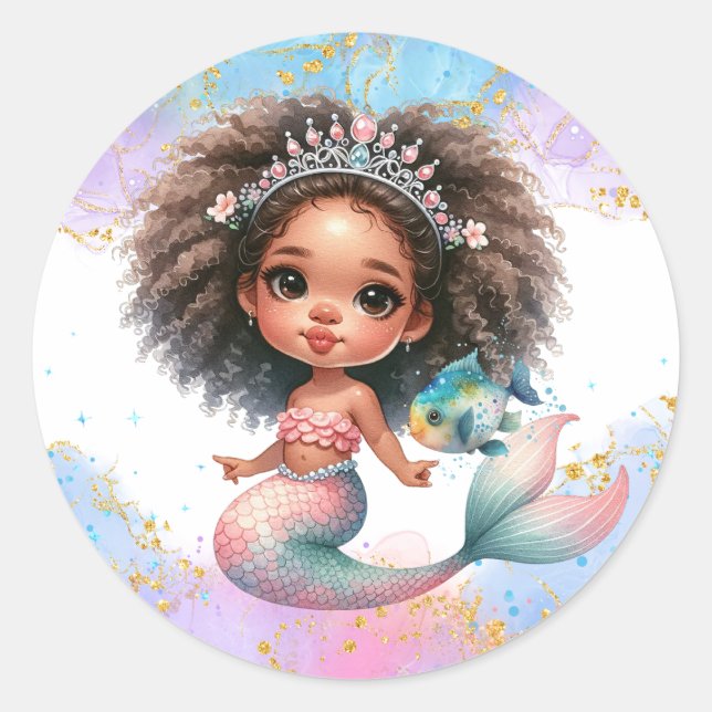 Splish Splash Mermaid Party Schlicht Runder Aufkleber (Vorderseite)
