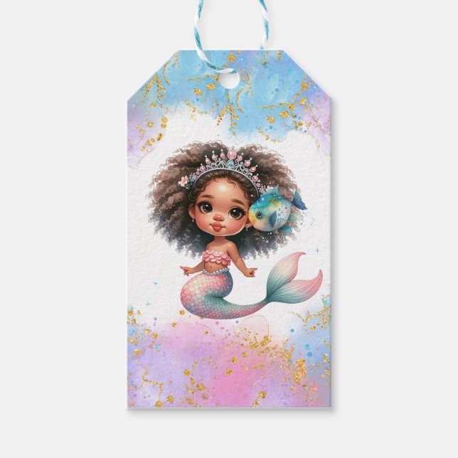 Splish Splash Mermaid Schlichte Party Geschenktast Geschenkanhänger (Vorderseite)