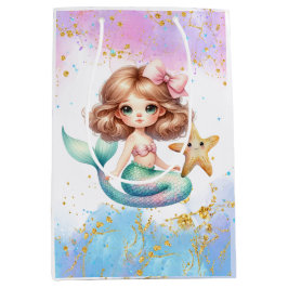 Splish Splash Mermaid Schlichtes Party Geschenktas Mittlere Geschenktüte