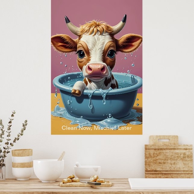 Splish Splash Niedliche lustige Poster mit Zitaten (Küche)