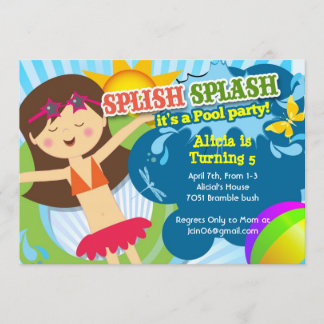 Splish Splash Party Geburtstagsfeier Einladung