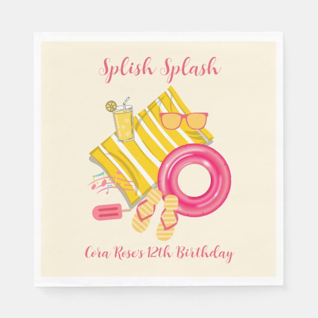 Splish Splash Pool Party Bash Birthday Serviette (Vorderseite)