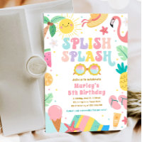 Splish Splash Pool Party Bash Girl Pink Geburtstag